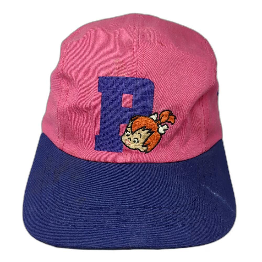 The Flintstones Pebbles Bedrock U Hat Snapback Pink Blue One Size 5 Panel